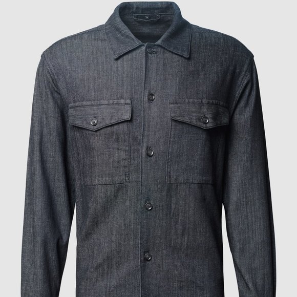 Hugo Boss Mens Relaxed Fit 'Narset Denim' Navy Candiani Denim Shirt, Medium - Picture 4 of 6